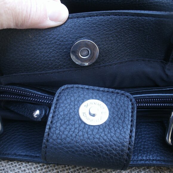 Black Nine West Tote Purse Faux Leather - Picture 12 of 16